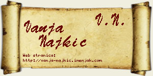 Vanja Najkić vizit kartica
